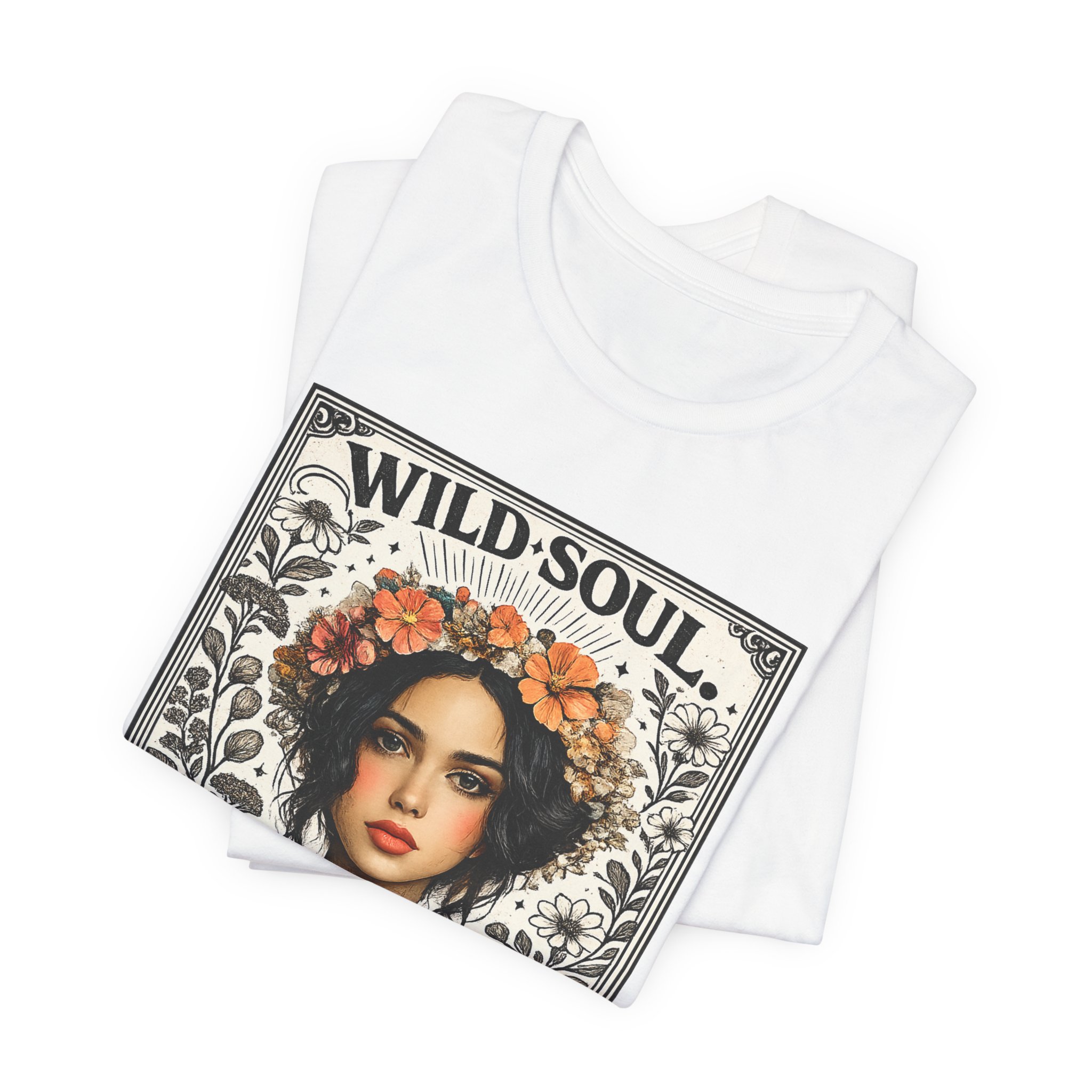 Wild Soul 'Deep Roots' T-Shirt — Floral Boho Portrait Tee - Image 2