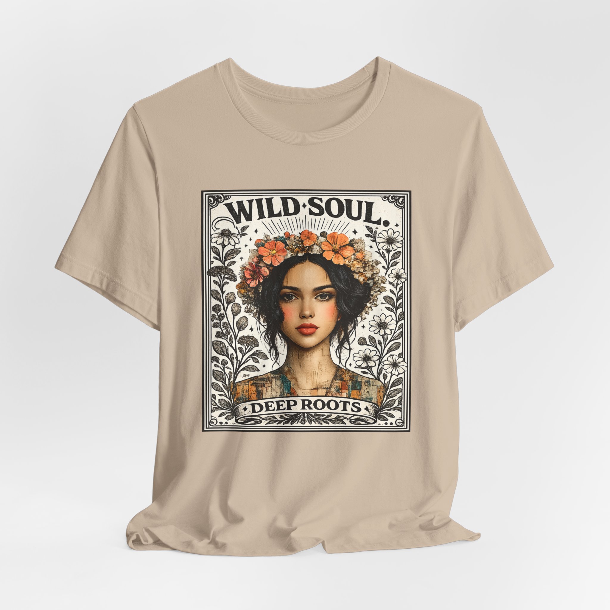 Wild Soul 'Deep Roots' T-Shirt — Floral Boho Portrait Tee - Image 8