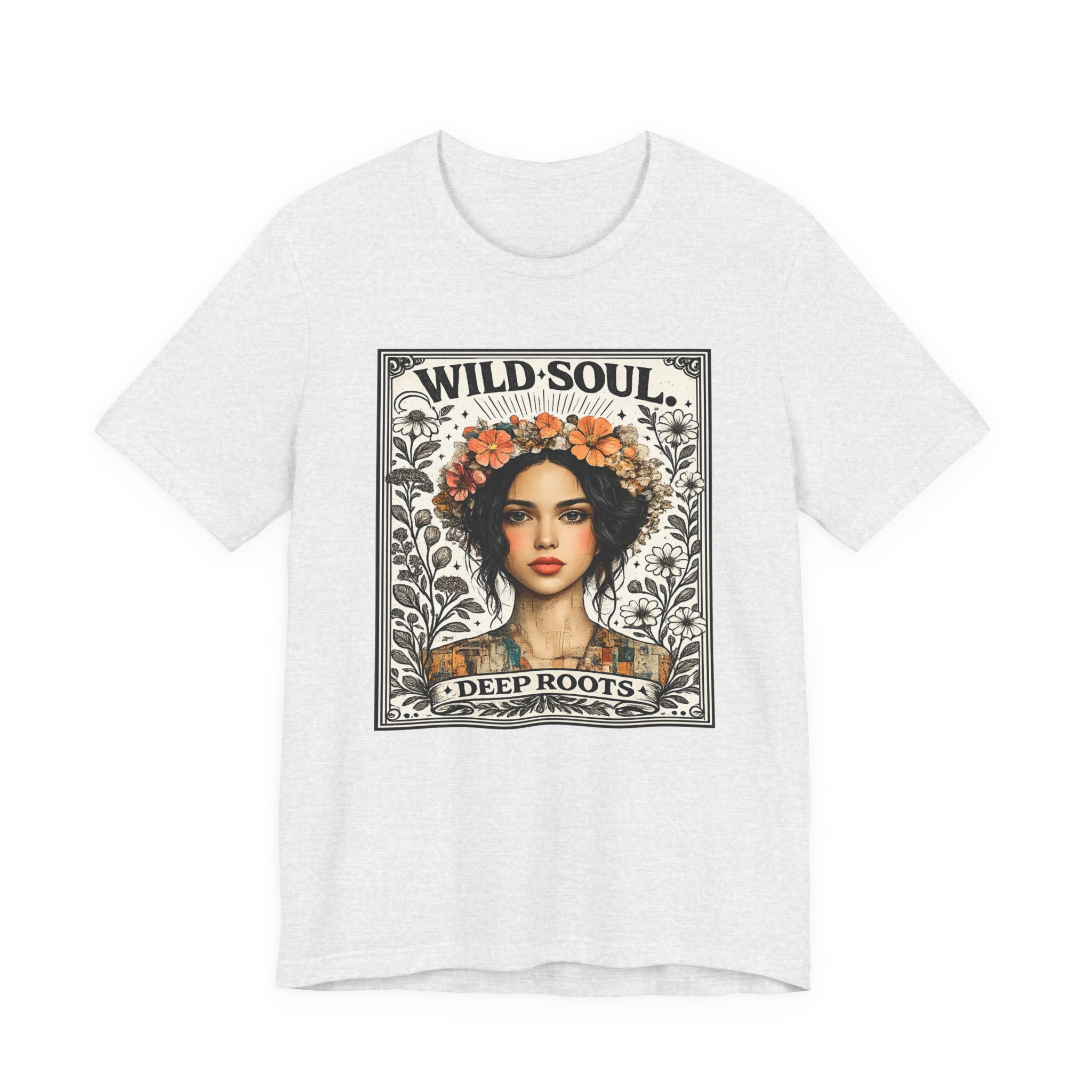 Wild Soul 'Deep Roots' T-Shirt — Floral Boho Portrait Tee - Image 4