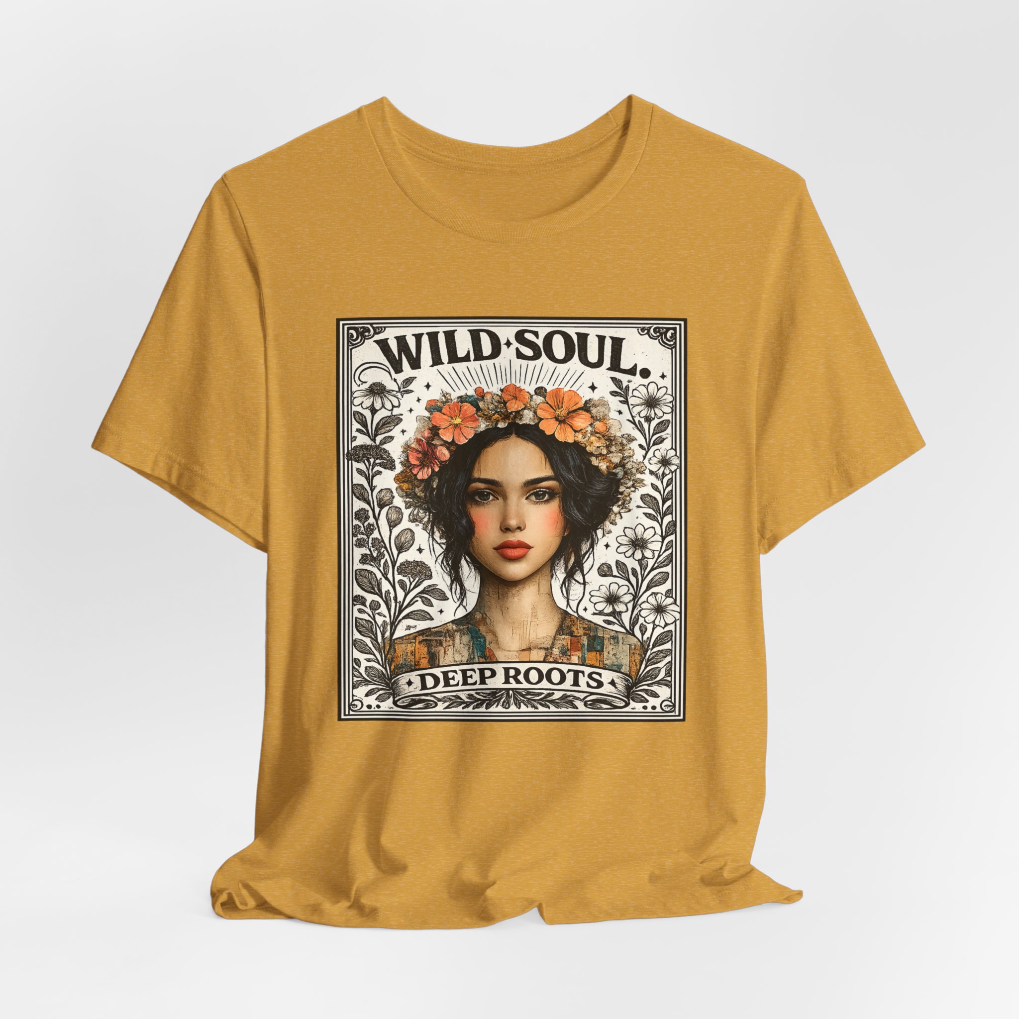 Wild Soul 'Deep Roots' T-Shirt — Floral Boho Portrait Tee - Image 11